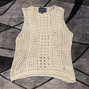 Elegant Beige Knit Sleeveless Top